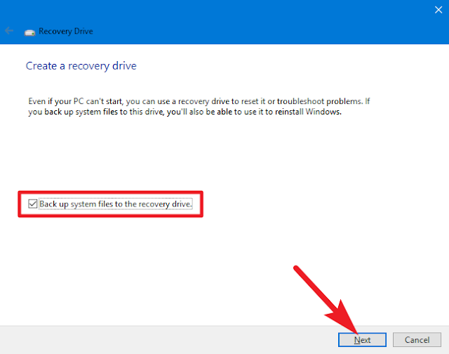 recovery drive window