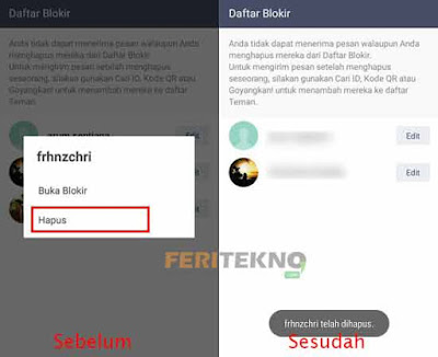 menghapus teman di line 7