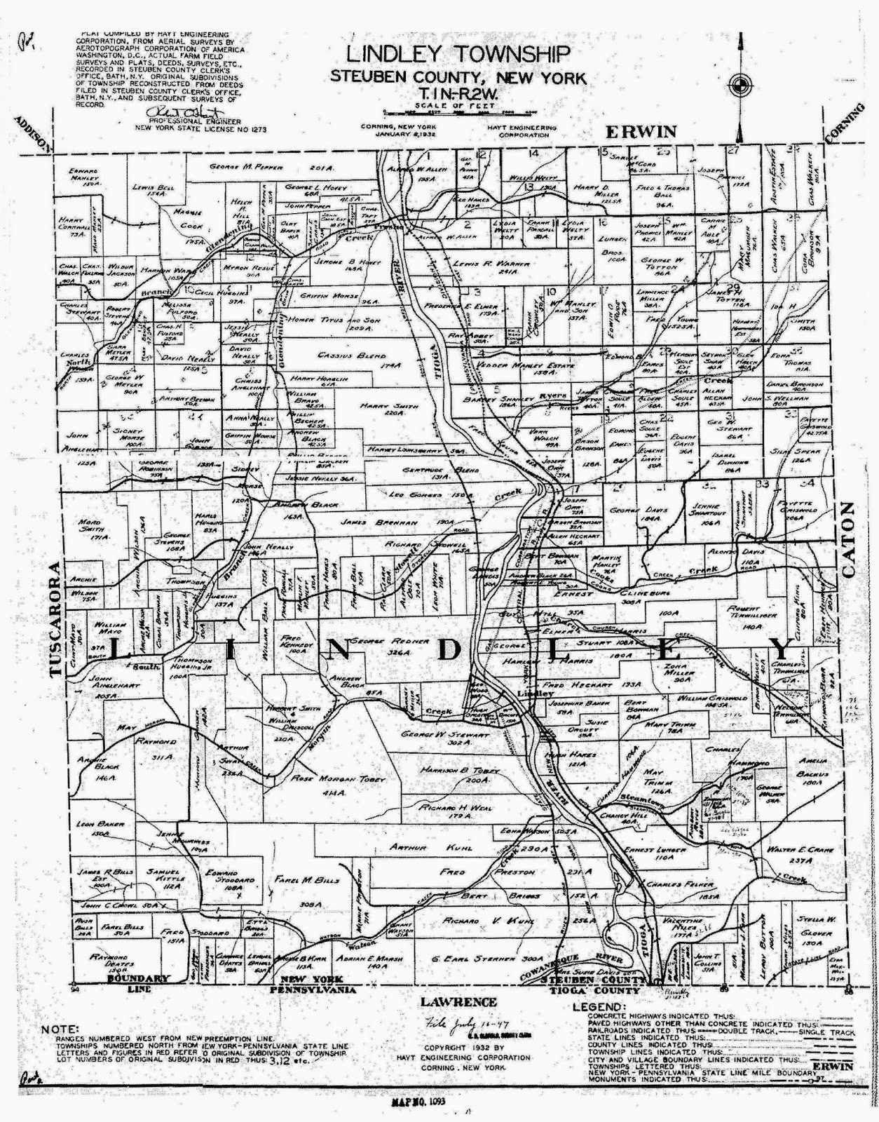 1932 Lindley Map