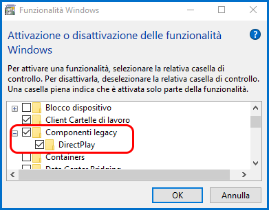 Windows 10/8.x - Attivare DirectPlay