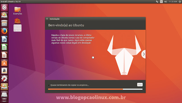 Aguarde enquanto o Ubuntu é instalado!