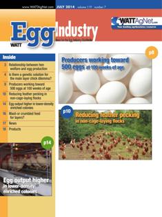 Egg Industry. News for the egg industry worldwide - July 2014 | TRUE PDF | Mensile | Professionisti | Tecnologia | Distribuzione | Uova
Egg Industry is regarded as the standard for information on current issues, trends, production practices, processing, personalities and emerging technology.
Egg Industry is a pivotal source of news, data and information for decision-makers in the buying centers of companies producing eggs and further-processed products.