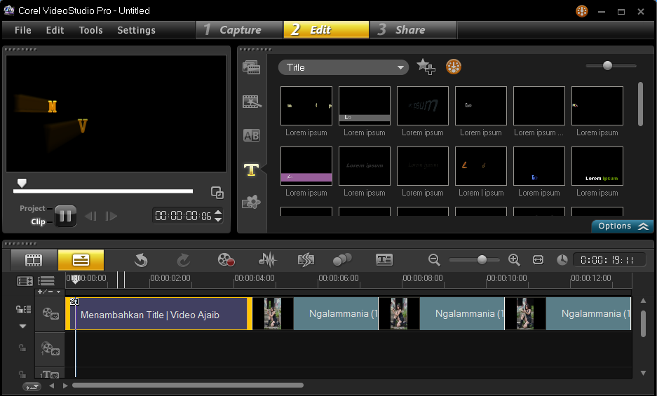 Menambahkan Title Video Pada Corel Video Studio 7