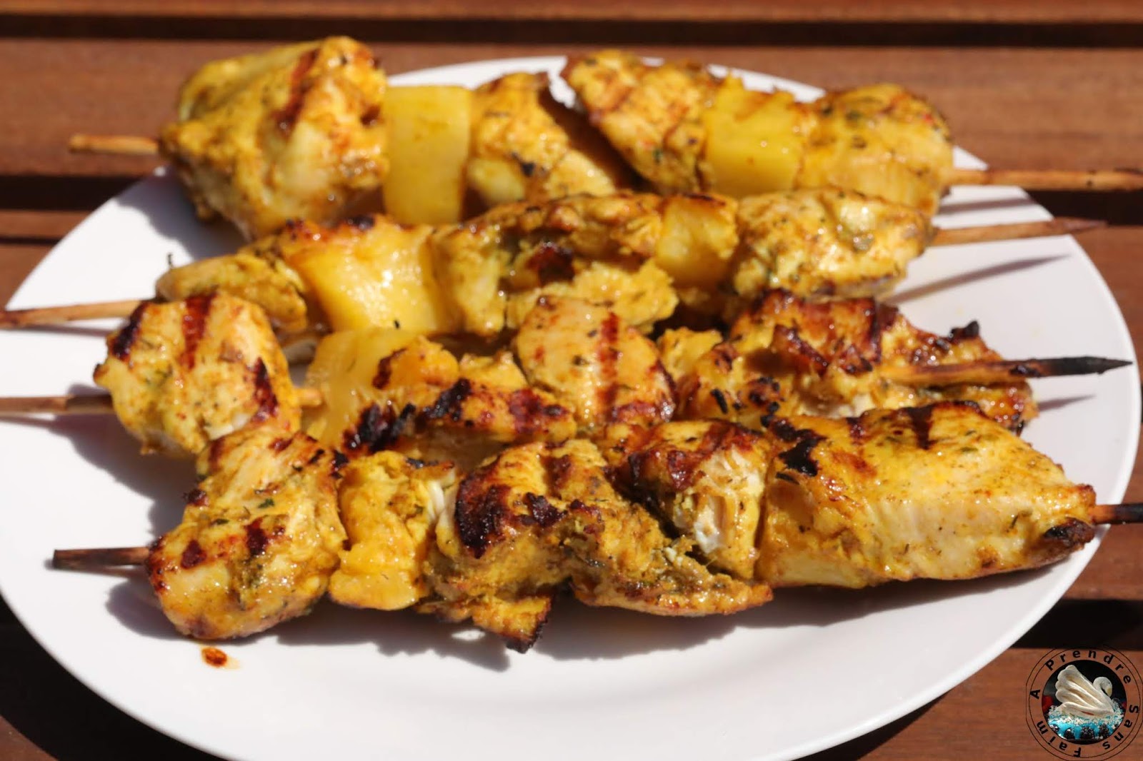 Brochettes poulet ananas au curry