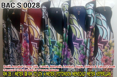 BAC S 0028: BATIK ANNABEL CREPE SILK, CANTIK, MENARIK, LEMBUT, SEJUK, SELESA, TAHAN LASAK