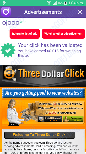 Mobile PTC - Ojooo wad watching ads Mobile PTC site - Ojooo wad watching PTC ads