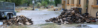 Two piles of wood ready to stack Two piles of wood ready to stack