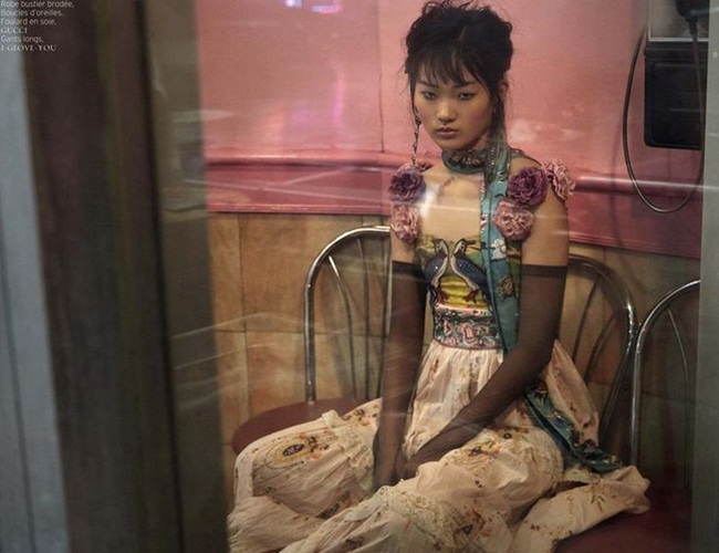 French Revue de Modes March 2016, Hyun Ji Shin by Thierry LeGoues -1 2016 SS Gucci Appliqued Silk-Jacquard & Printed Cotton Maxi Dress Editorials
