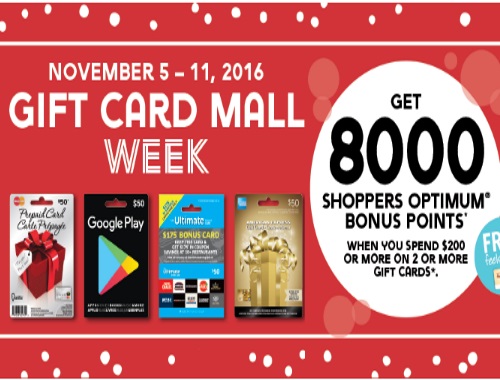 Shoppers Drug Mart 8000 Optimum Bonus Points When You Buy 2 Gift Cards Shoppers Drug Mart 8000 Optimum Bonus Points When You Buy 2 Gift Cards