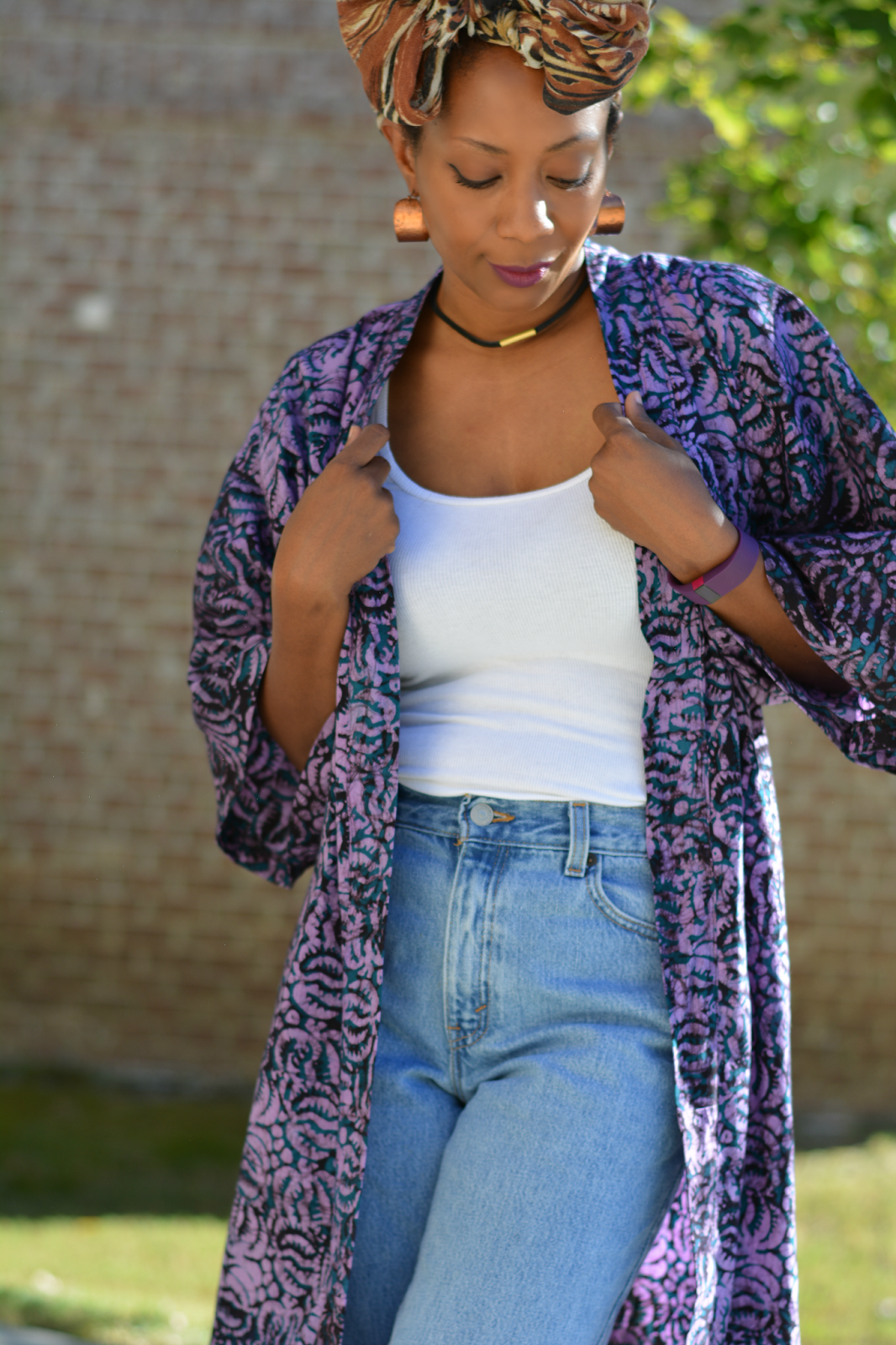 kimono worn with vintage levis thrifted outfit