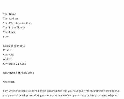Thank You Letter to Boss after Resignation Thank You Letter to Boss after Resignation