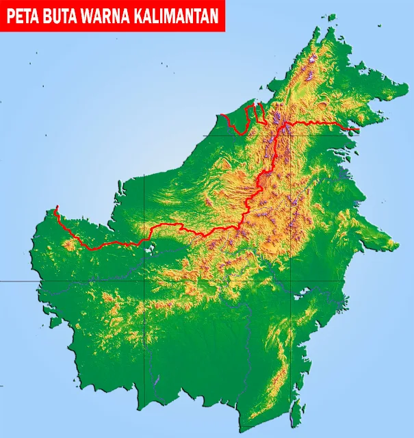 Gambar Peta Kalimantan Buta Berwarna