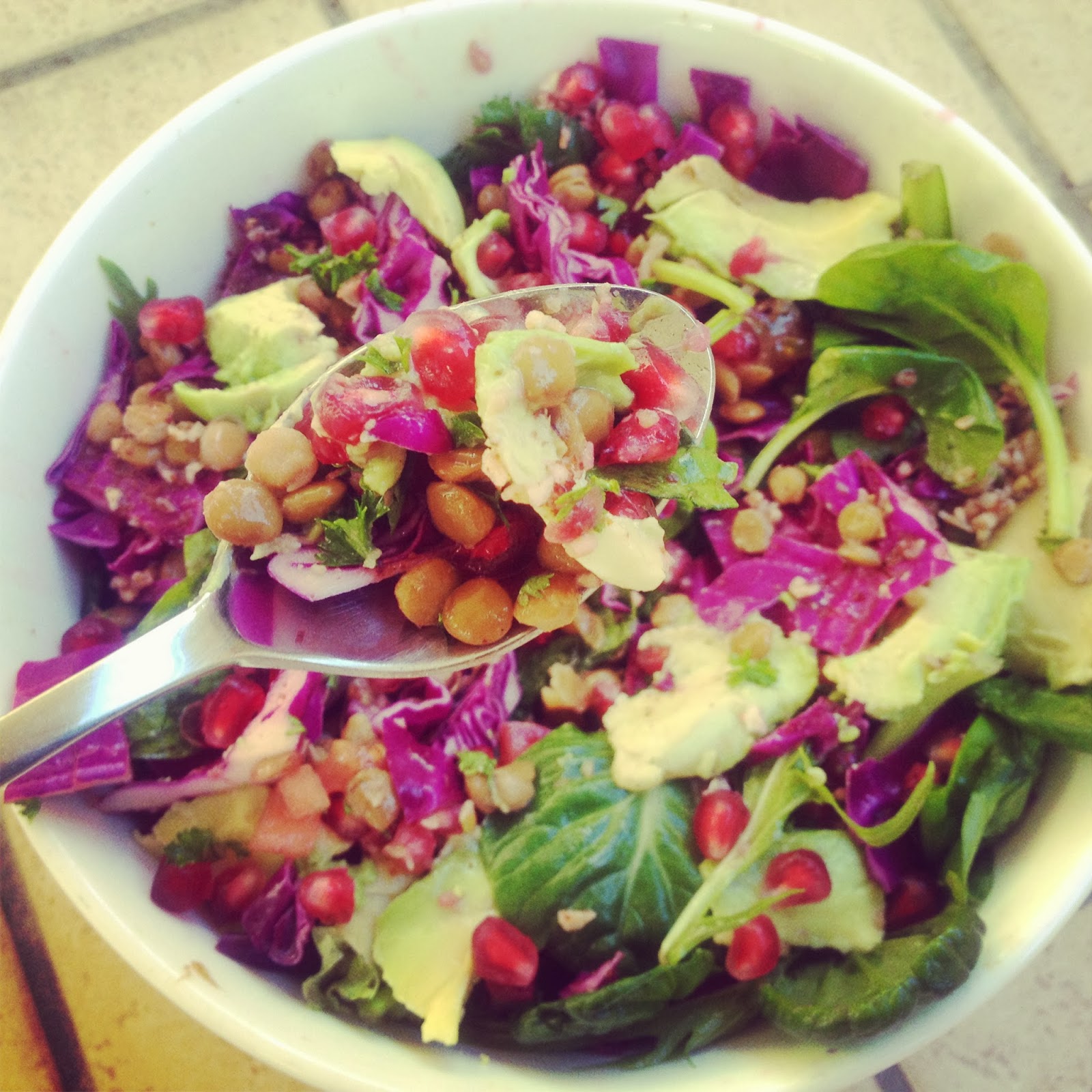 SOULFUL HEALTHY LIVING MIXED SALAD with POMEGRANATE and SUMAC DRESSING