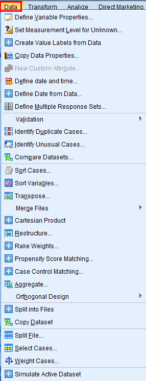 Berbagai Fungsi Menu Yang Ada Di SPSS Berbagai Fungsi Menu Yang Ada Di SPSS