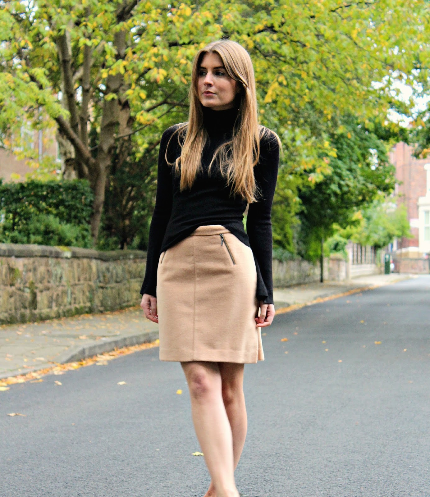 Outfit: Turtleneck and A-line Skirt | Style Trunk