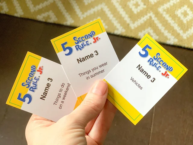 Example game cards from 5 Second Rule Jr