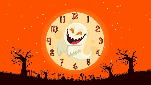 Halloween Funny Ghost Clock Screensaver
