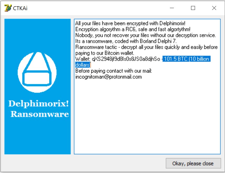 Delphimorix Ransomware note