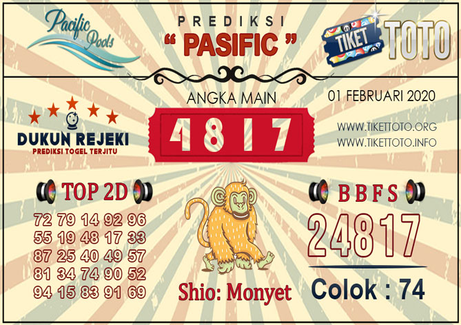 Prediksi Togel PASIFIC TIKETTOTO 01 FEBRUARI 2020