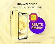 Exclusive RM 500 off for Huawei Nova 3 Primrose Gold 