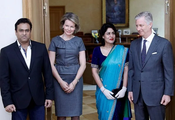 Queen Mathilde and King Philippe met with Nidhi Chaphekar and her husband Rupesh at the Royal Palace in Brussels.  Indian airline Jet Airways
