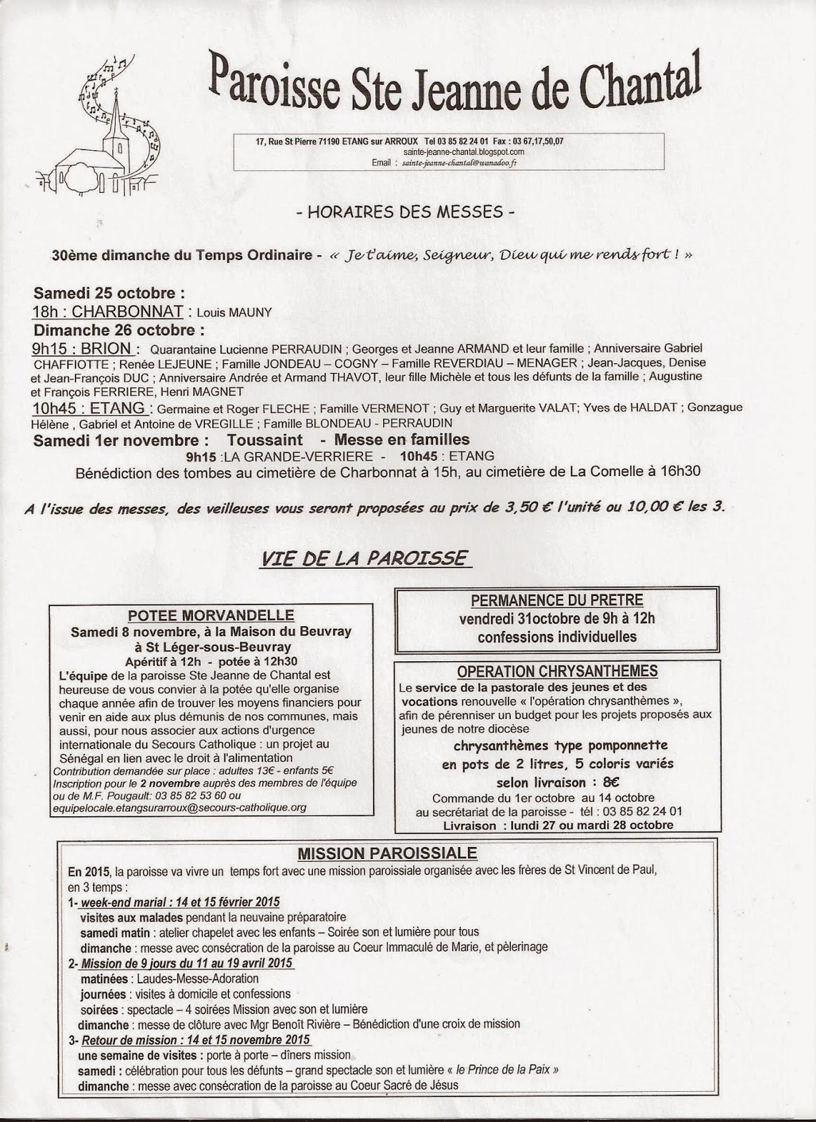 Paroisse Sainte Jeanne de Chantal octobre 2014