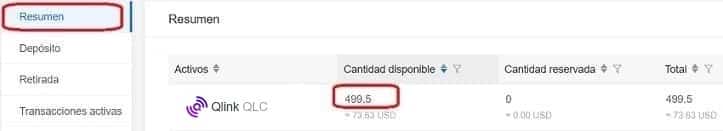 QLINK criptomonedas saldo disponible enviar wallet QLINK criptomonedas saldo KuCoin