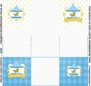 Carrusel en Celeste: Cajas para Imprimir Gratis. Carrusel en Celeste: Cajas para Imprimir Gratis.
