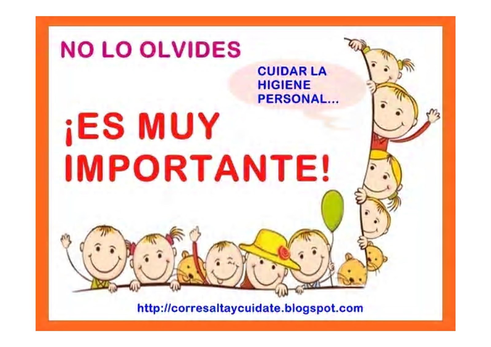 AFICHES HIGIENE NIÑOS ~ CORRE SALTA Y CUIDATE