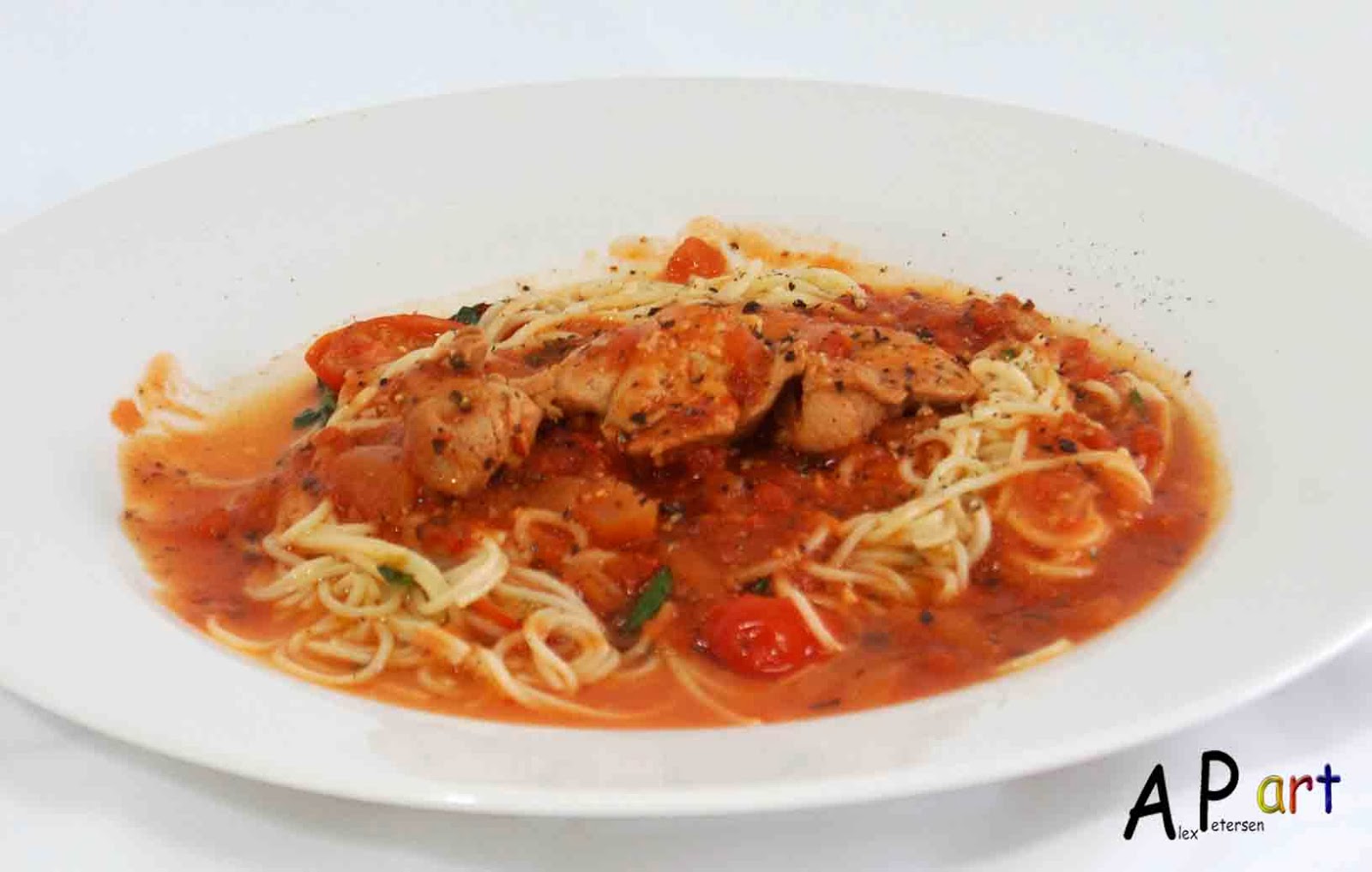 Alex the Contemporary Culinarian Angel Hair Pasta with Chicken in