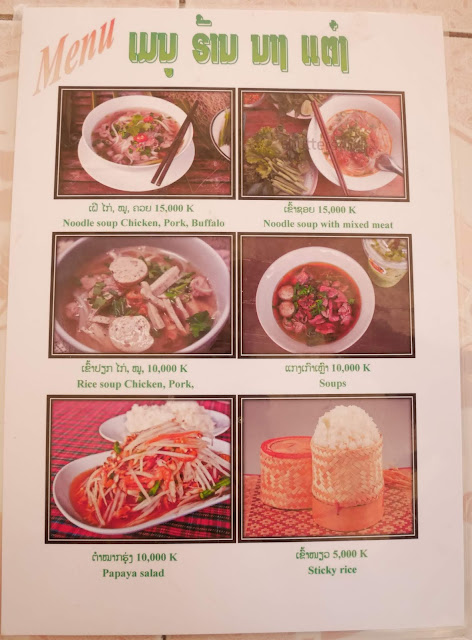 Nang Tang Restaurant menu, Luang Prabang, Laos