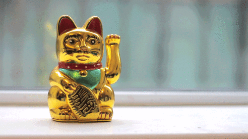 Gato De La Suerte Chino-Japones Mueve La Pata Mano De Bateria Ceramica Calidad 