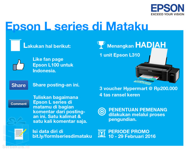Kuis Epson L series Di Mataku Berhadiah Printer L310 Kuis Epson L series Di Mataku Berhadiah Printer L310