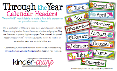 FREE headers for your classroom calendar