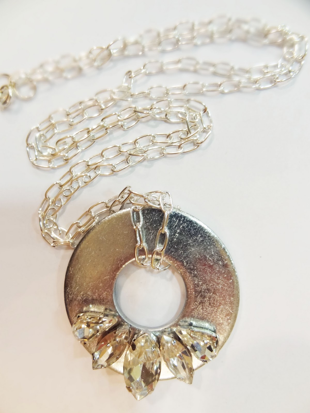 bored doe... Washer & Rhinestone Pendant