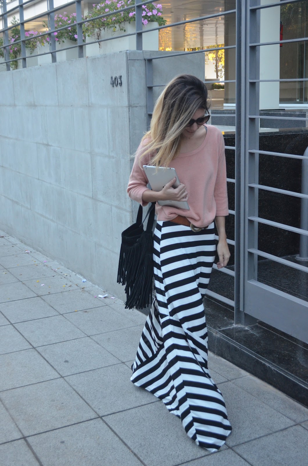 imagen Brillante Lada Pinkstyle: Maxi falda a rayas!