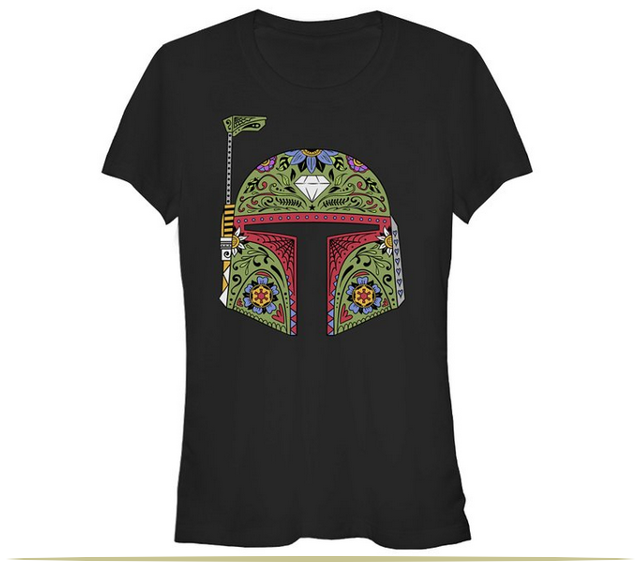 Star Wars Boba Fett Sugar Skull Juniors Graphic T-Shirt  |  www.9CoolThings.com