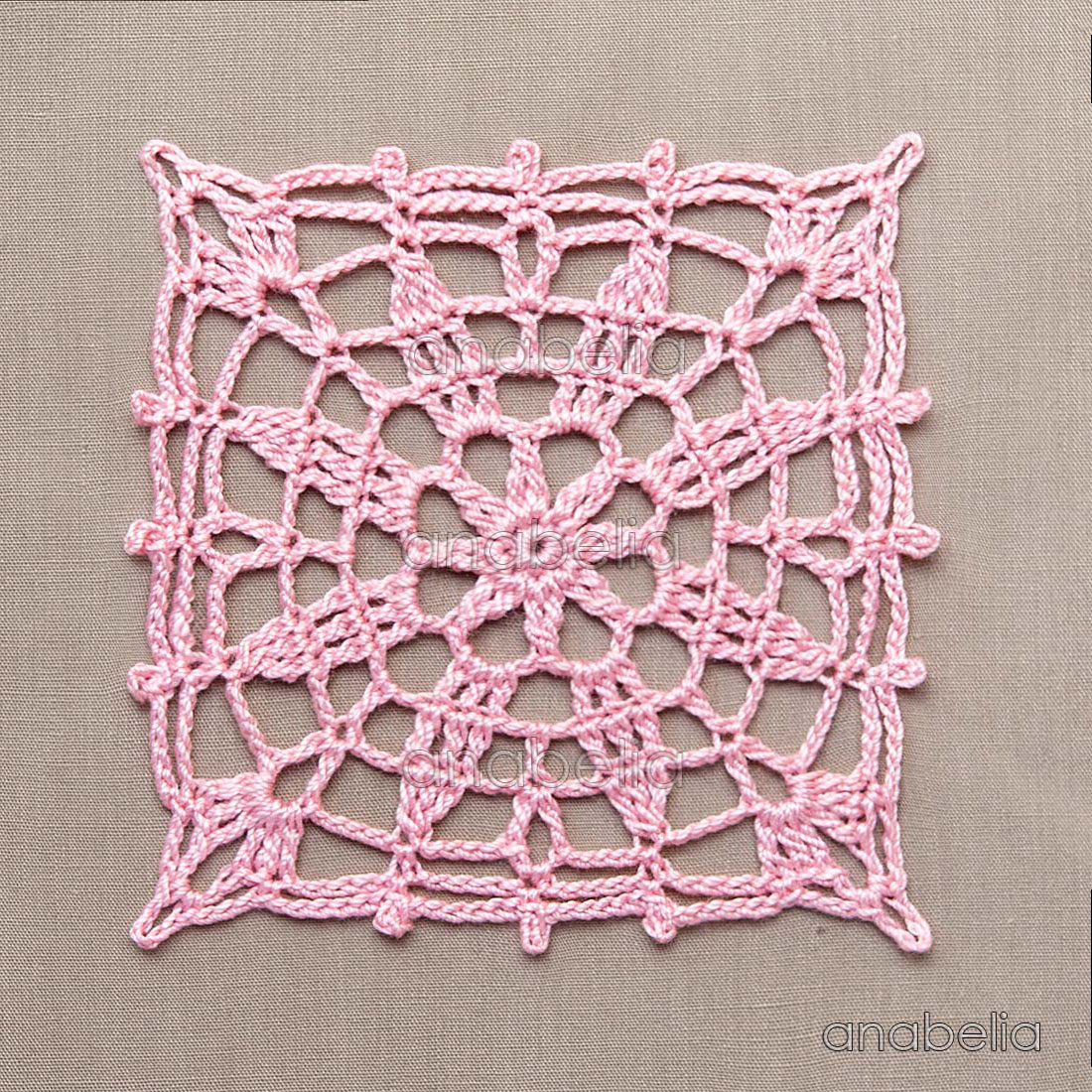Crochet lace motifs in pink and white, free patterns | Anabelia Craft