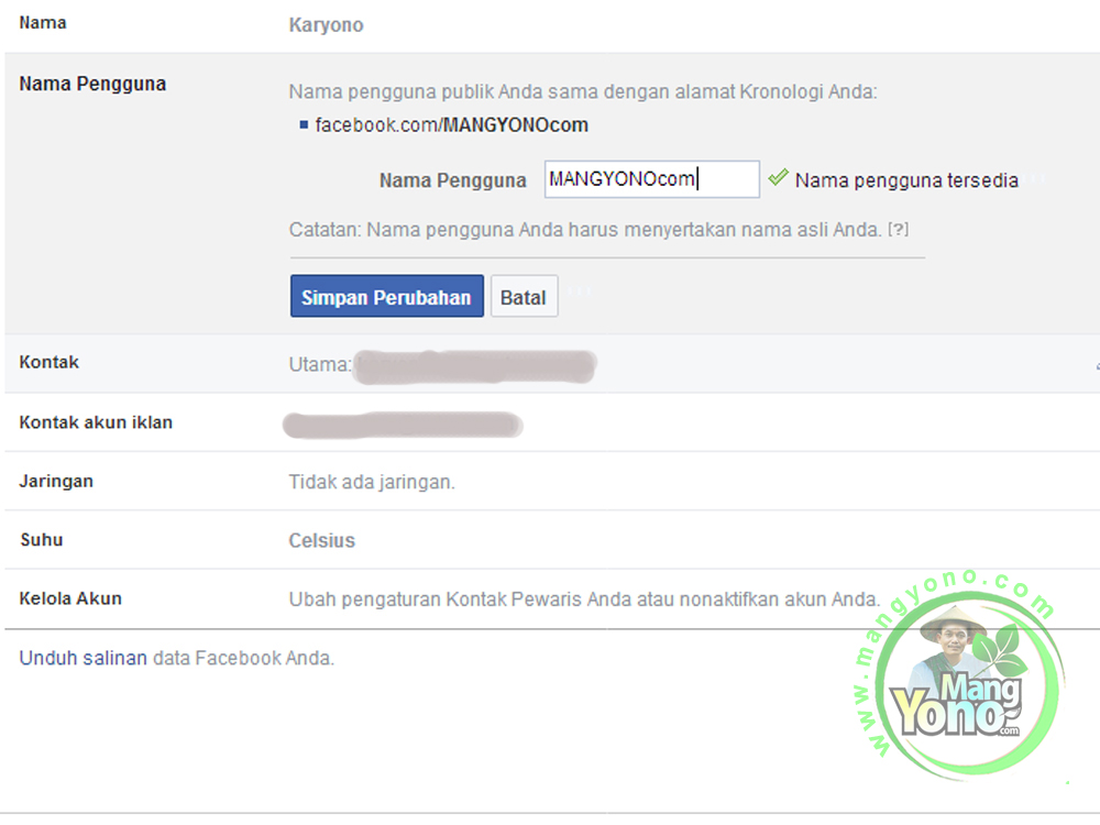 Cara mengganti URL id/username facebook