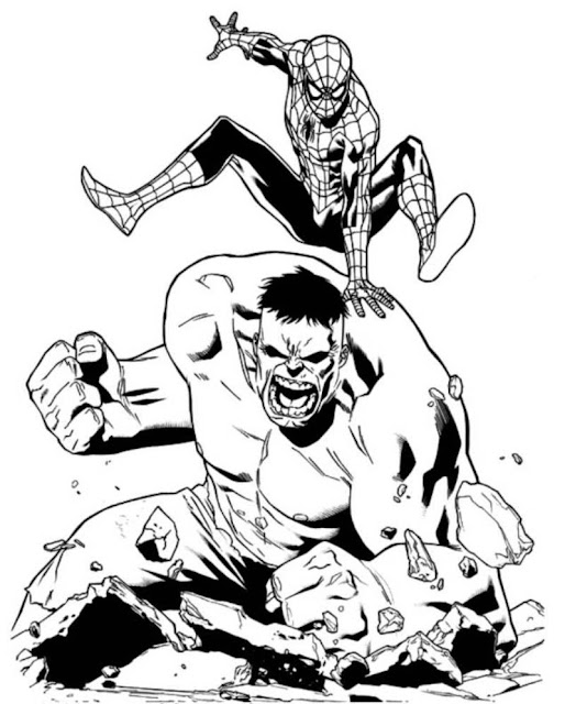 desenho para pintar homem aranha e hulk