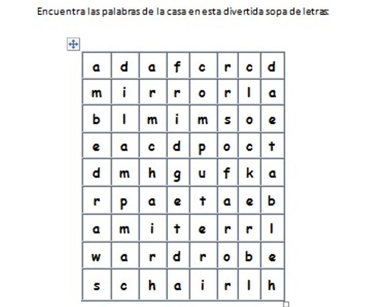 VOCABULARIO EN INGLÉS PARA NIÑOS DE PRIMARIA: SOPA DE LETRAS CON LOS