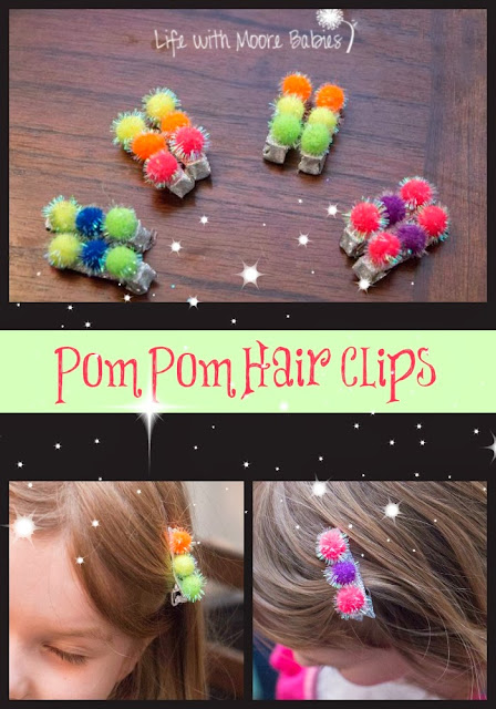 DIY Pom Pom Hair Clips for Some Extra Sparkle