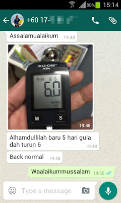 paras gula turun dalam masa 5 hari