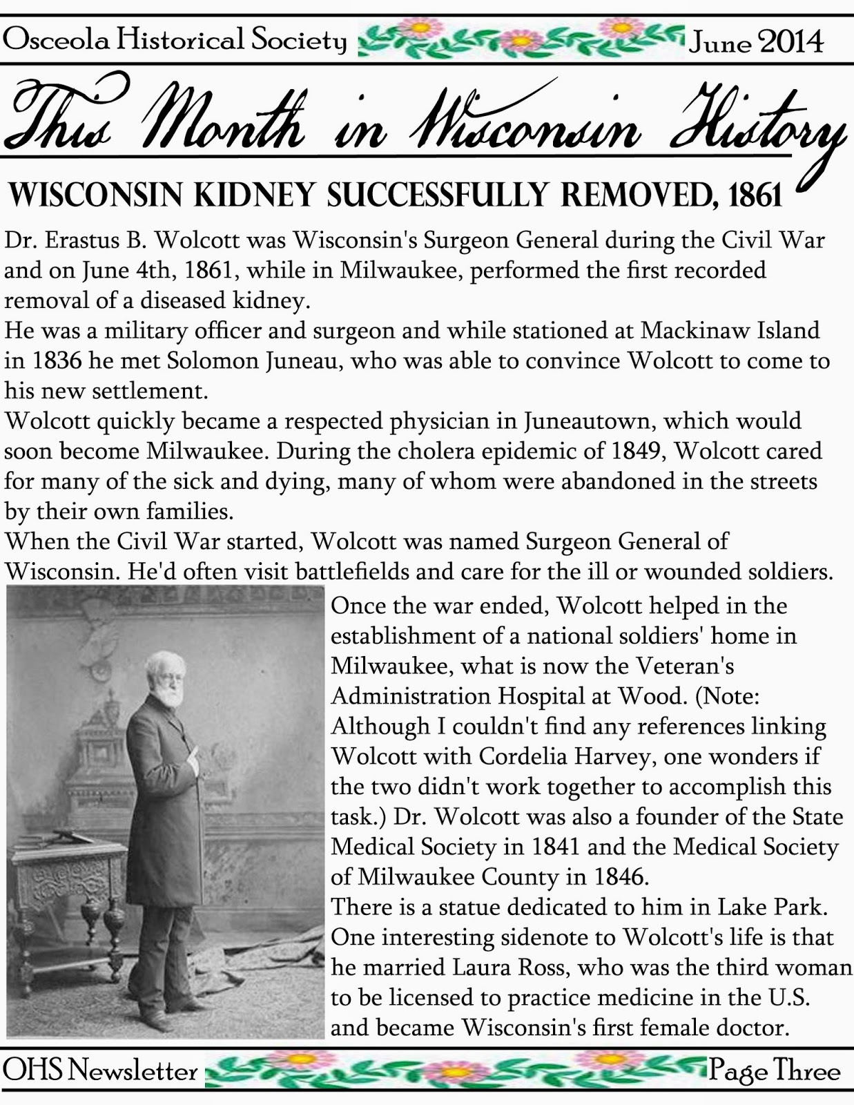 Osceola (Wisconsin) Historical Society May 2014