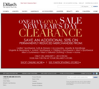 Dillard's: Save an extra 50% off New Year's Day 2012 only | Spend Less ...