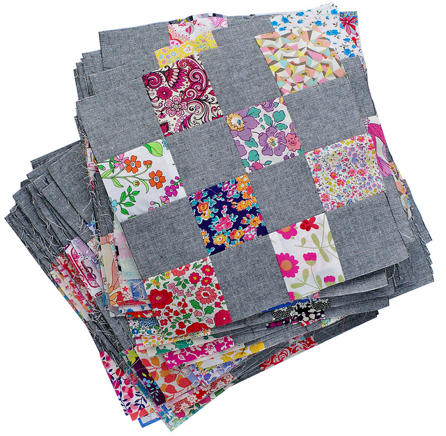 Liberty and Chambray Patchwork Blocks - Red Pepper Quilts