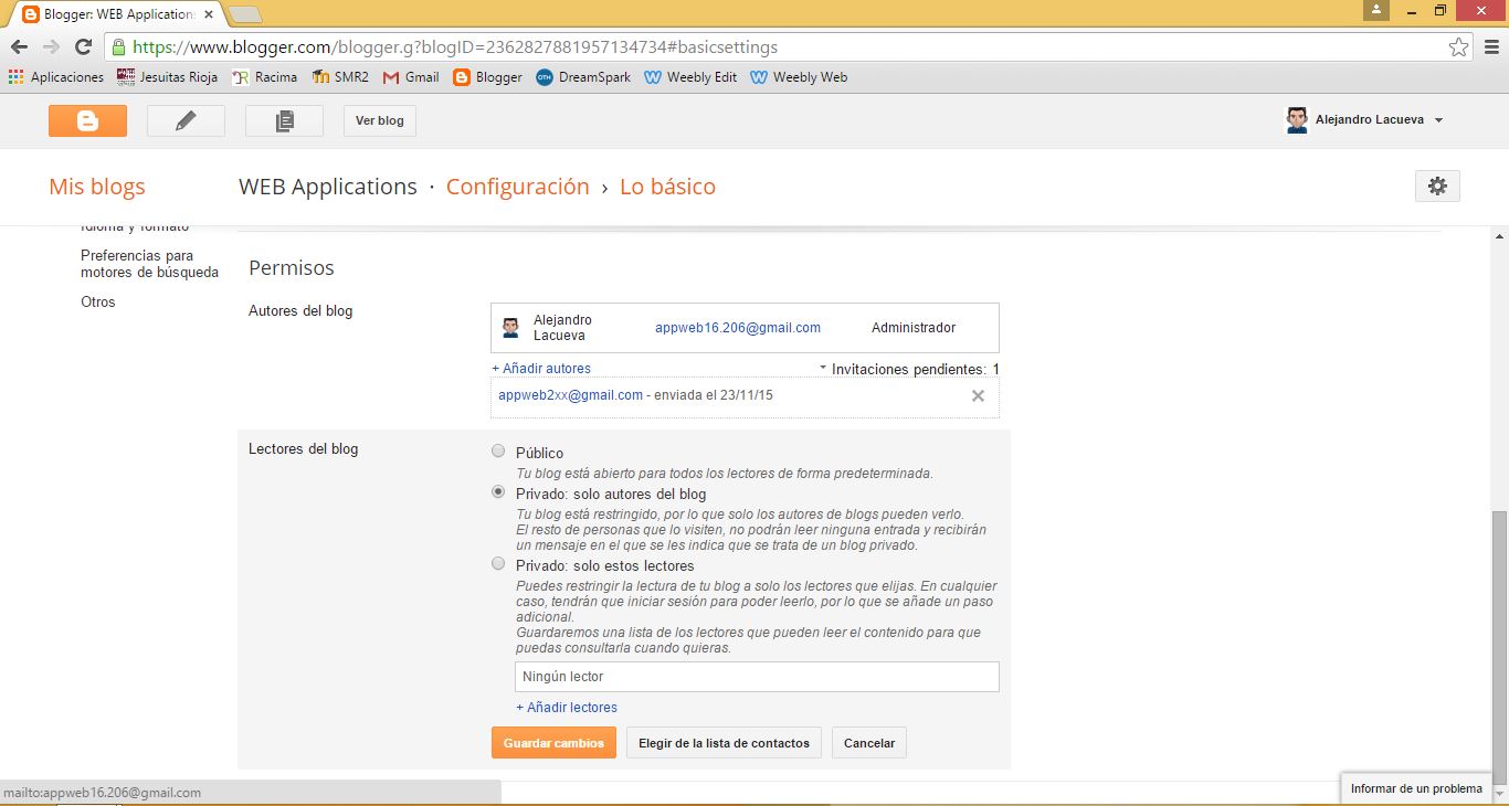 WEB Applications: ¿Quién puede leer y editar nuestro blog?