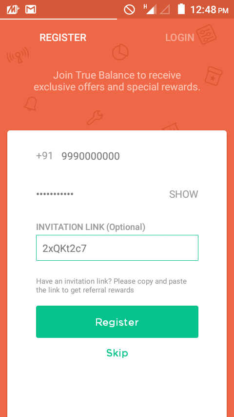 true balance referral code 2019