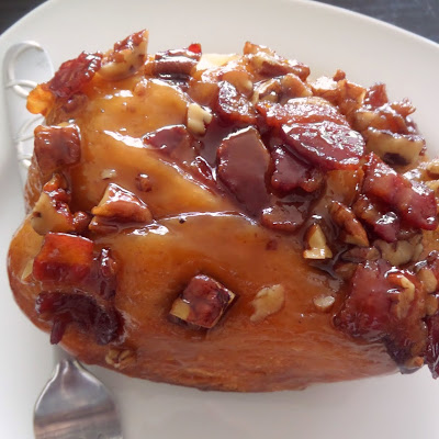Bacon Pecan Maple Sticky Buns:  Wow!  Bacon and pecan topped cinnamon buns with a sticky maple syrup glaze.  A fantastic start to gameday.