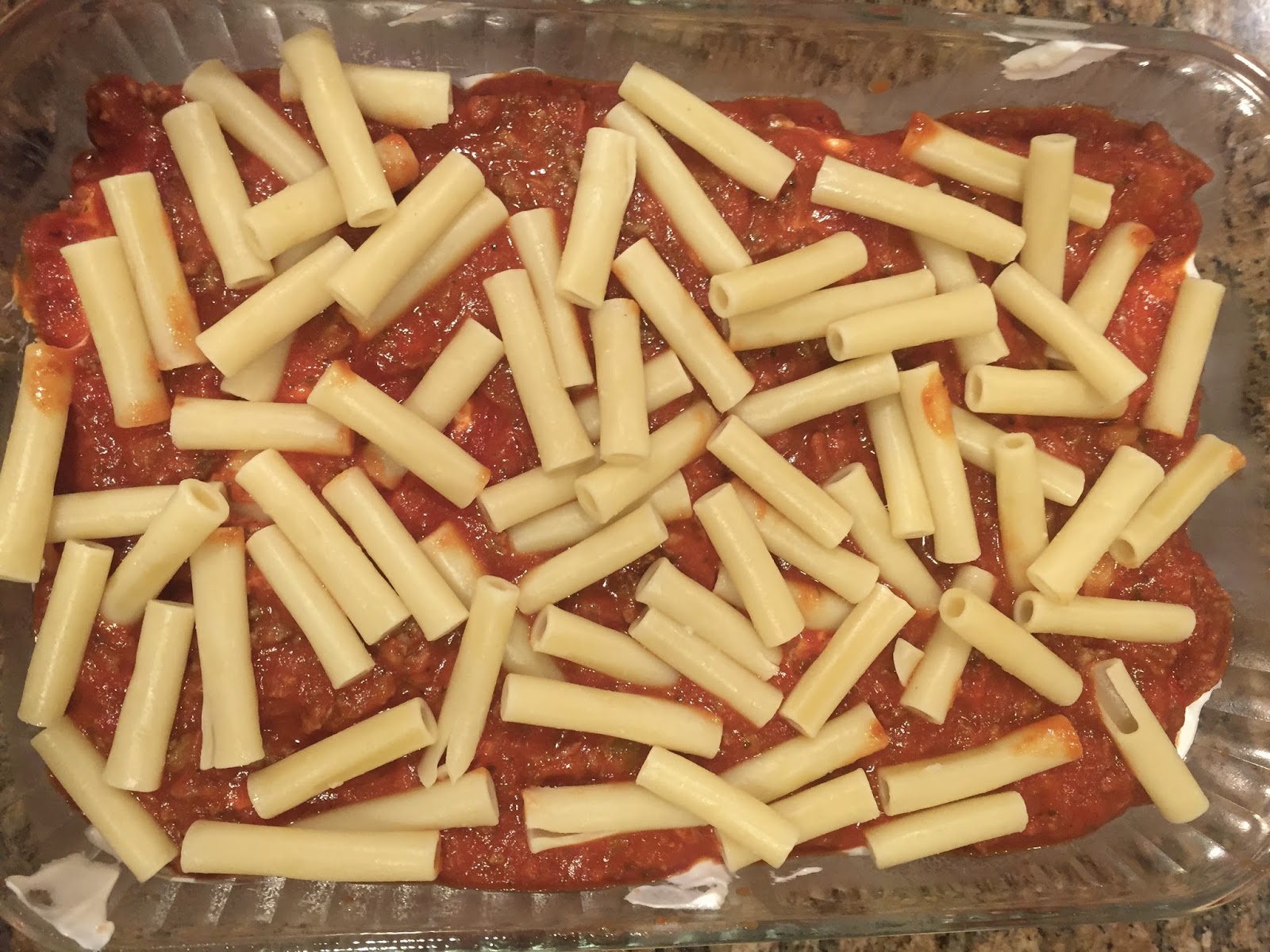 Lines from Lauri Baked Ziti a great pasta dish for a potluck